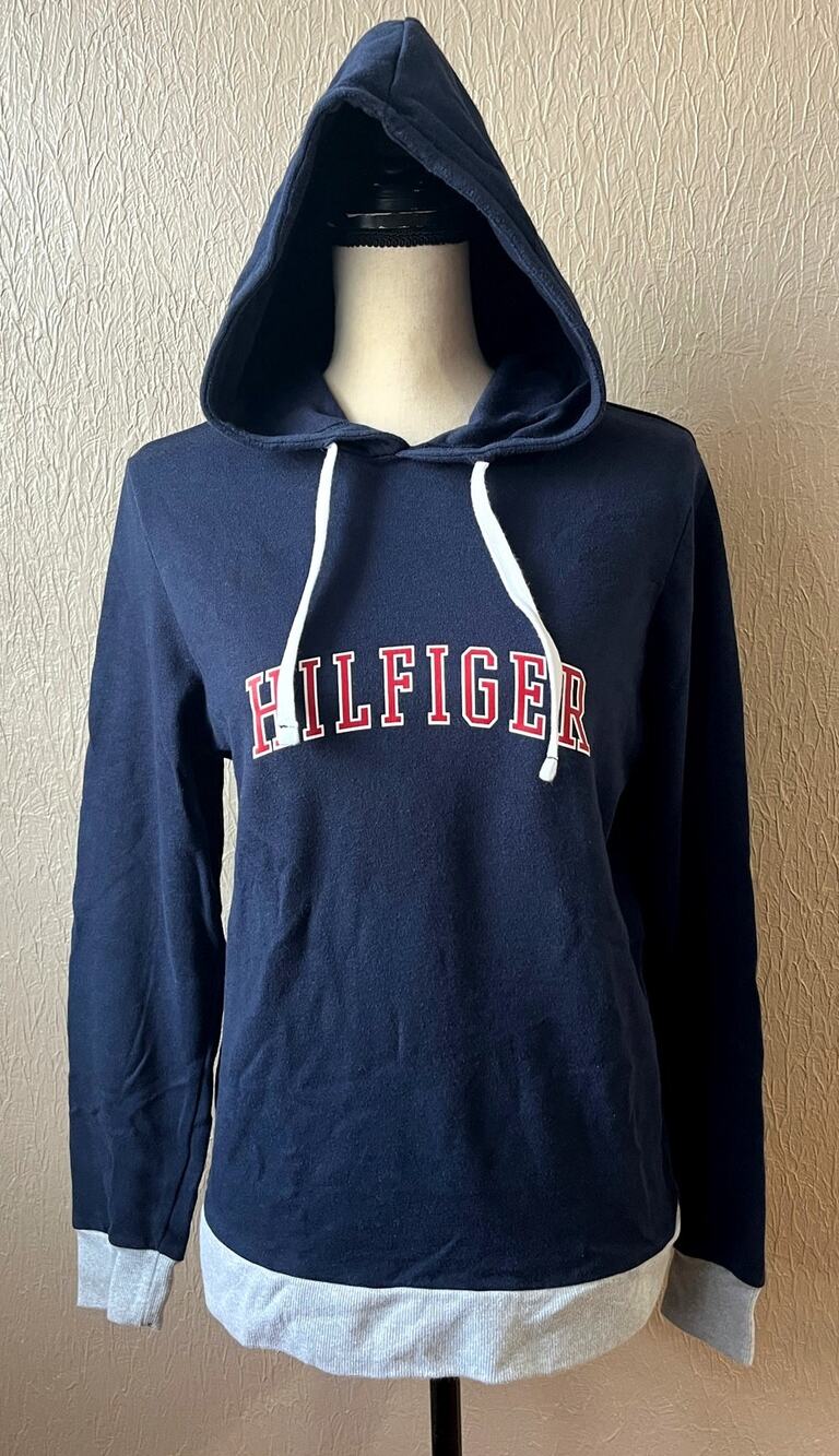Tommy Hilfiger Top Pajama Hoodie Blue Small Women Sweatshirt Long Sleeve Cotton